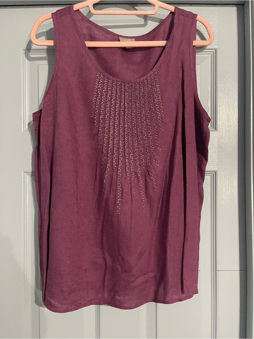 J. Jill linen Plum Sleeveless Beaded Tank